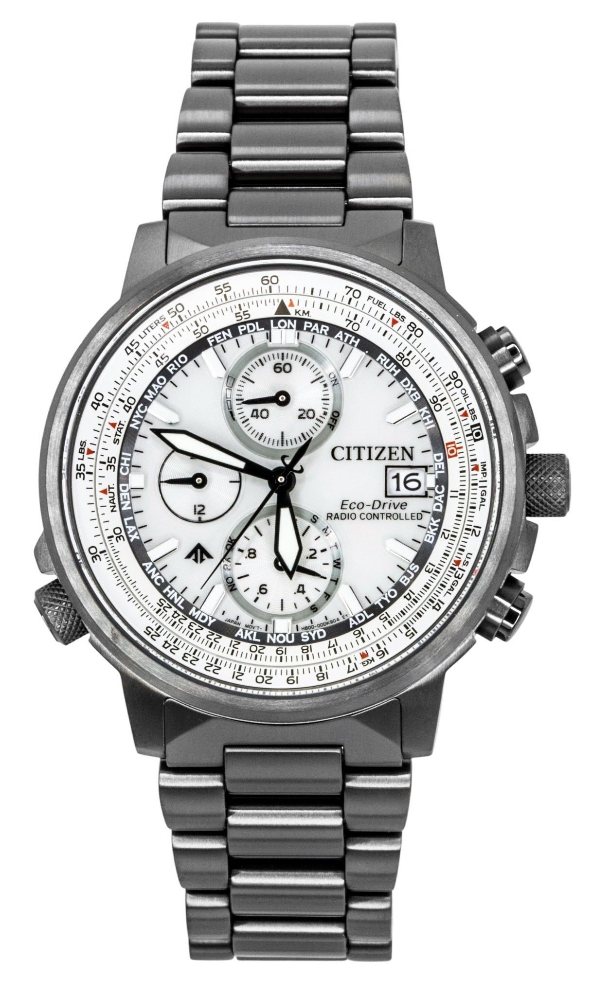 Citizen Promaster Navihawk A-T Chronograph Stainless Steel Silver Dial Eco-Drive Diver's AT8304-57A 200M Men's Watch