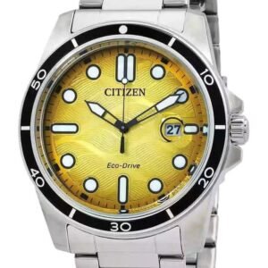 Citizen Marine Stainless Steel Yellow Dial Eco-Drive AW1816-89X 100M Men's Watch