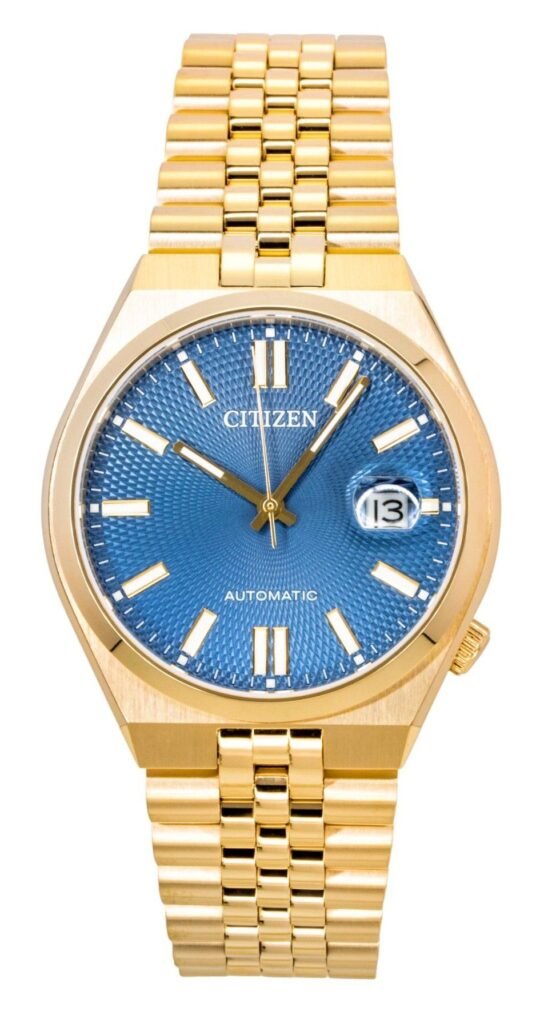 Citizen Tsuyosa 60 Rose Gold Tone Stainless Steel Blue Dial Automatic NK0023-57L 100M  Men's Watch