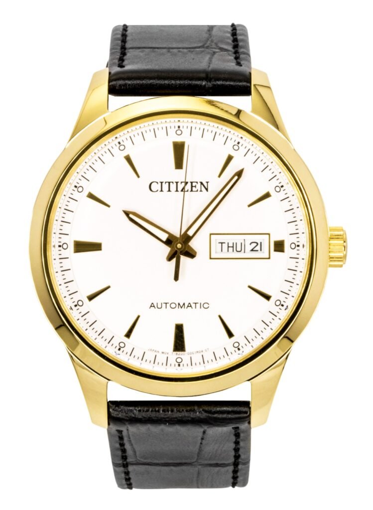 Citizen Leather Strap White Dial Automatic NY4059-09A Men's Watch