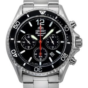 Orient Chronograph Stainless Steel Black Dial Solar Diver's RA-TX0202B10B 200M Men's Watch