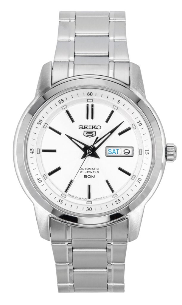 Seiko 5 Stainless Steel Silver Dial 21 Jewels Automatic SNKM83J1 Men's Watch