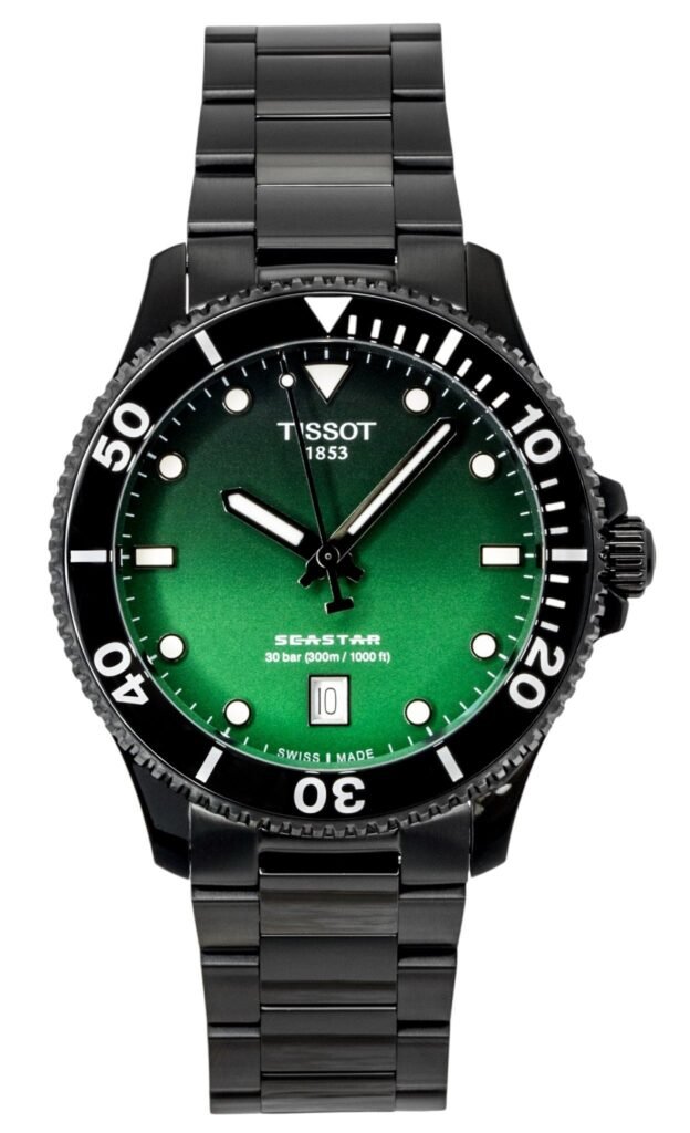 Tissot Seastar 1000 Stainless Steel Green Dial Quartz Diver's T120.410.33.091.00 300M Men's Watch