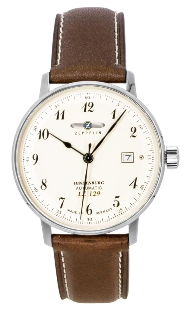 Zeppelin LZ129 Hindenburg Leather Strap Beige Dial Automatic 80565 Men's Watch