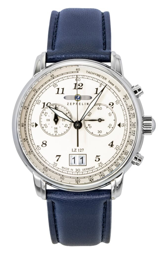 Zeppelin LZ127 Chronograph Vegan Leather Strap Beige Dial Quartz 86841 Men's Watch