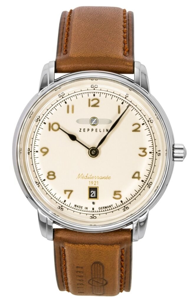 Zeppelin Mediterranee Leather Strap Beige Dial Quartz 96405 Men's Watch