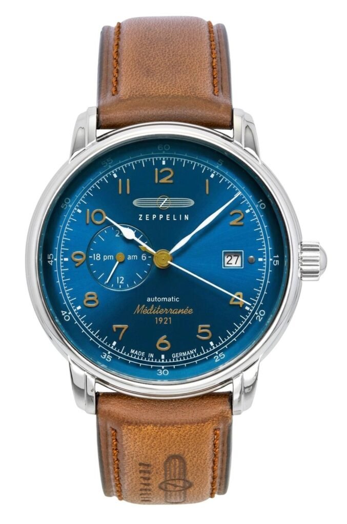Zeppelin Mediterranee Leather Strap Blue Dial Automatic 96683 Men's Watch
